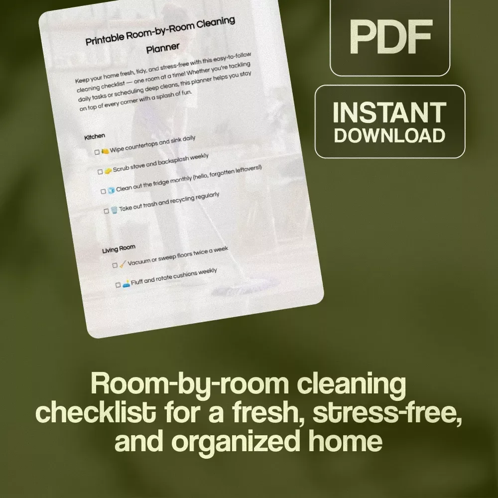 Printable Room-by-Room Cleaning Planner | Digital Cleaning Checklist | Home Organization & Decluttering Guide | Instant Download