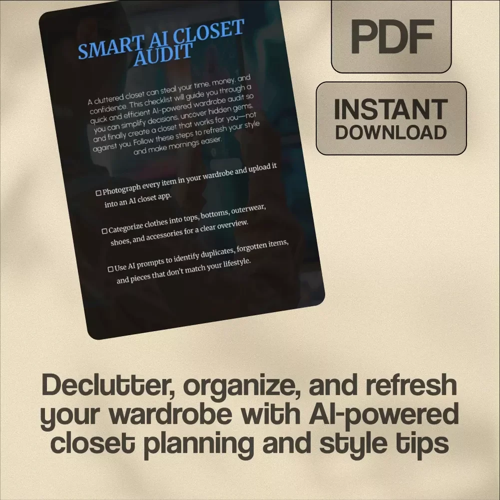 Smart AI Closet Audit | Digital Wardrobe Checklist | Capsule Wardrobe Planner | Minimalist Style Guide | AI Outfit Organizer Download