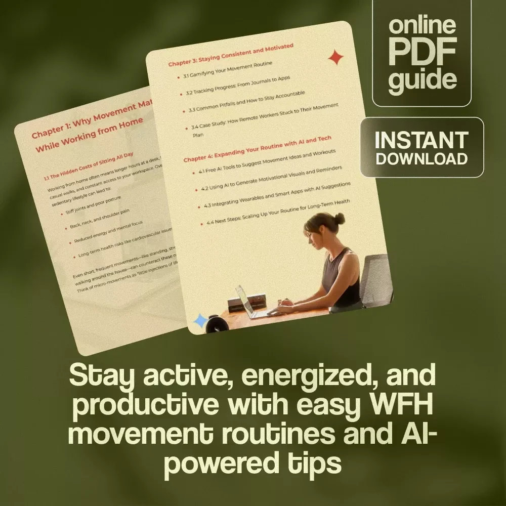 Build a WFH Movement Routine | Digital Download Guide for Remote Workers, Productivity, Health & Wellness, AI Tools, Stretch Breaks