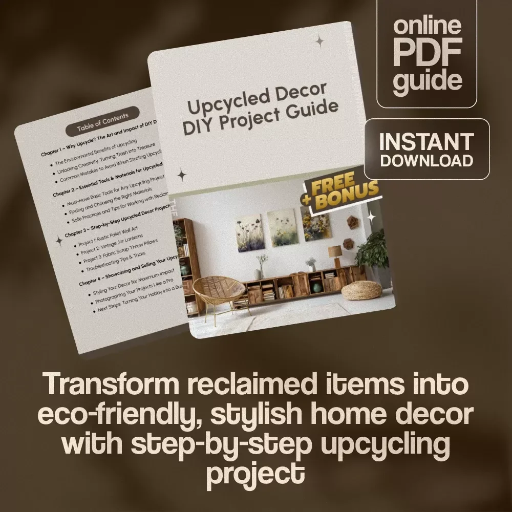 Upcycled Decor DIY Project Guide | Eco-Friendly Home Decor Ideas | Digital Download eBook for Creative DIY, Rustic Style & Sustainable Living