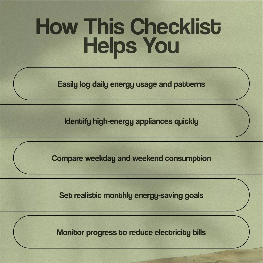 Printable Energy Usage Tracker – Easy-to-Use Digital Checklist for Monitoring & Reducing Home Energy Consumption