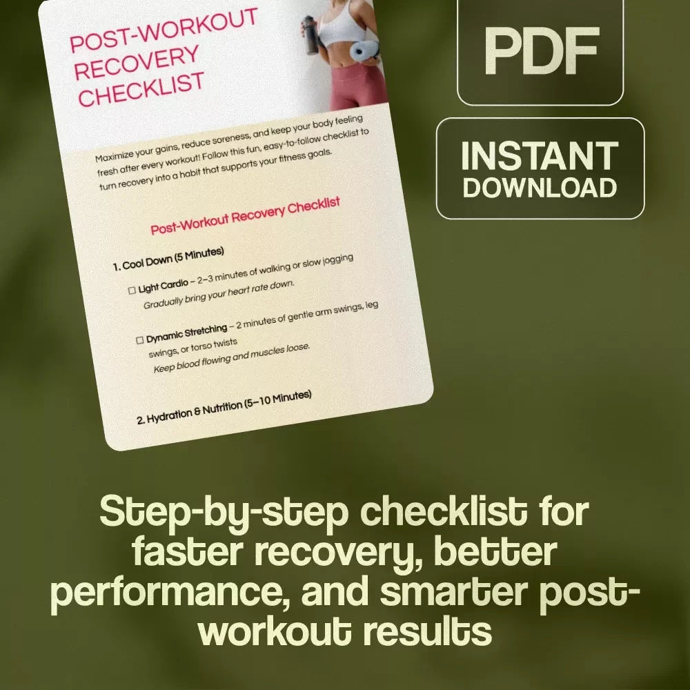 Post-Workout Recovery Checklist | Fitness Recovery Guide | Digital Download for Athletes, Gym-Goers, and Active Lifestyles