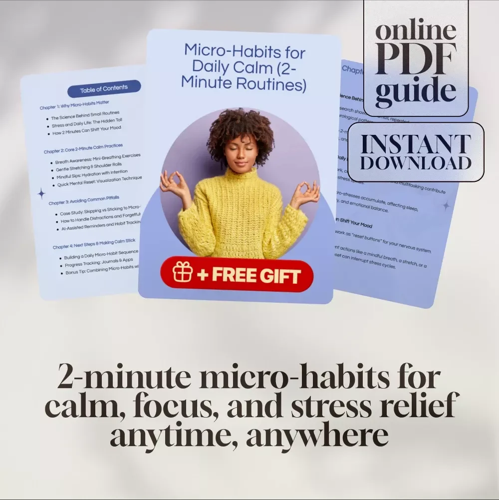 Micro-Habits for Daily Calm (2-Minute Routines) | Stress Relief Guide, Mindfulness eBook, Digital Download for Relaxation & Self-Care