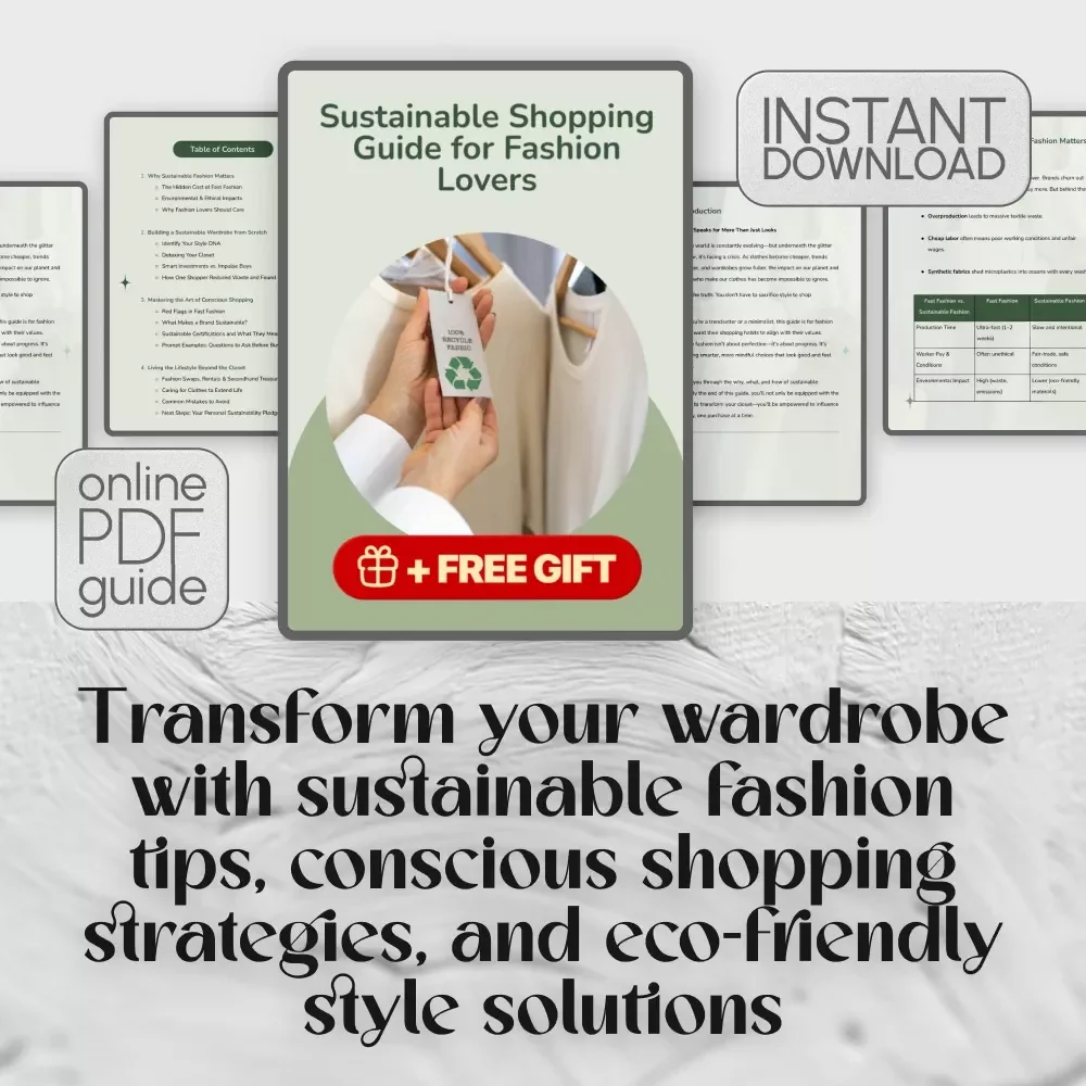 Sustainable Shopping Guide for Fashion Lovers | Eco-Friendly eBook, Conscious Style Checklist, Digital Download for Ethical Fashion Wardrobe