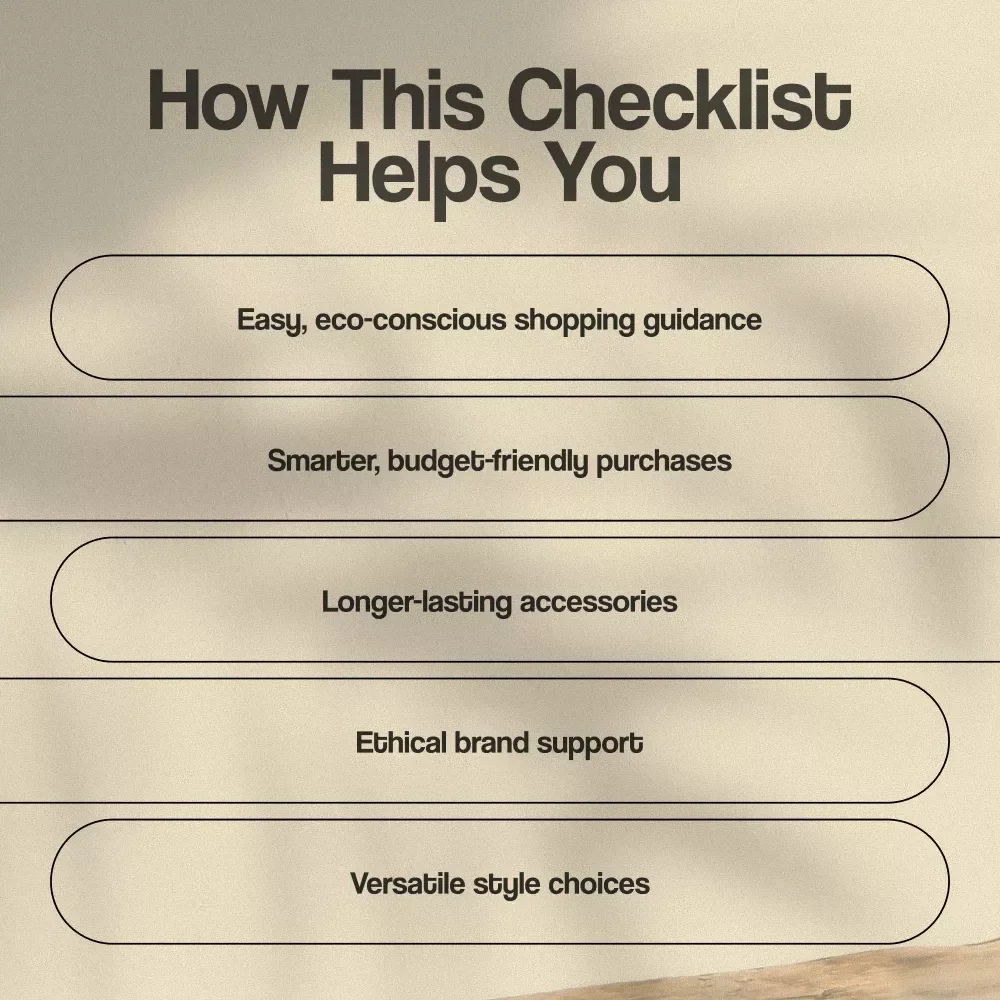 Sustainable Accessories Shopping Checklist | Eco-Friendly Fashion Guide | Digital Download eBook PDF for Conscious Shoppers