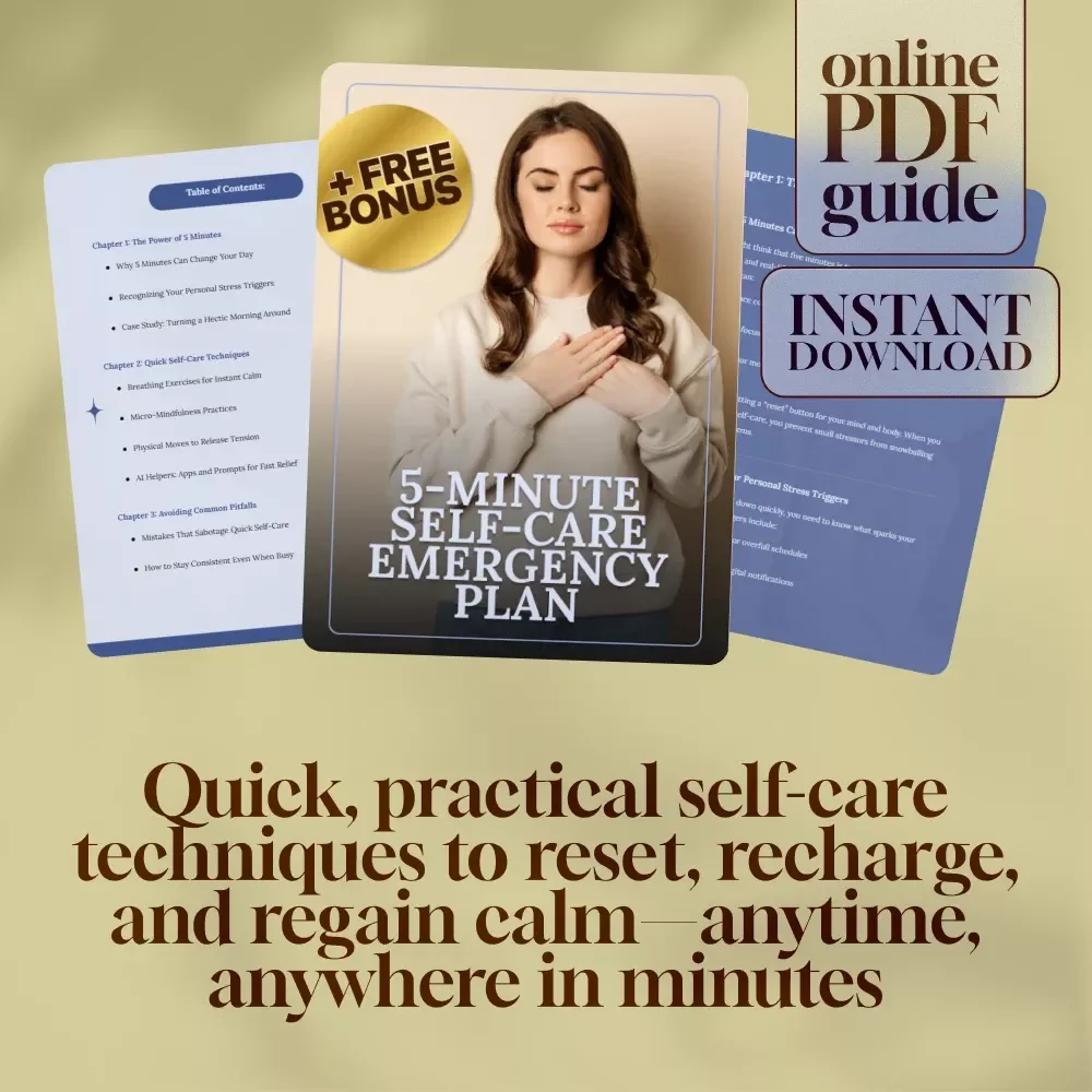 5-Minute Self-Care Emergency Plan | Digital Download Guide for Stress Relief, Quick Mindfulness, Anxiety Calming, and Everyday Wellness