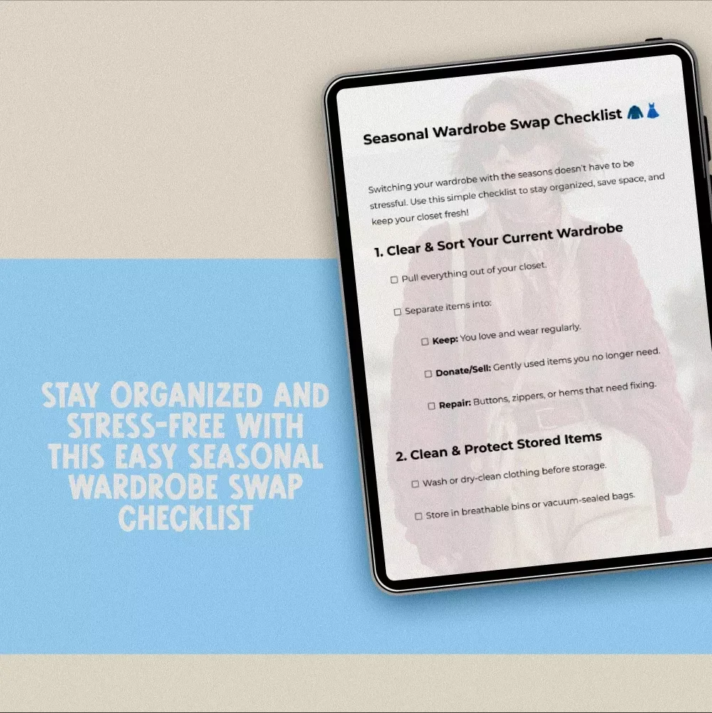 Seasonal Wardrobe Swap Checklist | Closet Organization, Seasonal Declutter & Storage Guide | Digital Download