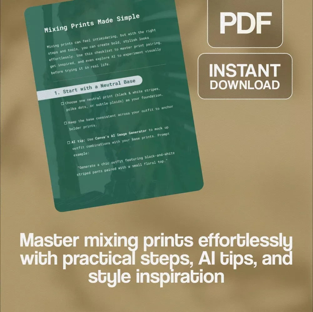 Mixing Prints Made Simple Checklist – Easy Fashion Guide for Bold Outfit Pairings, AI Styling Tips & Print Mixing Inspiration