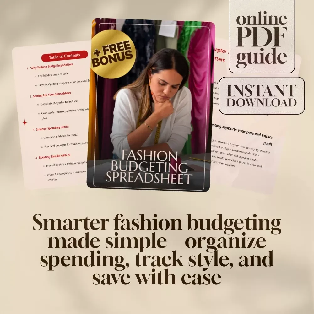 Fashion Budgeting Spreadsheet Guide | Digital Download eBook for Smarter Spending, Closet Organization & AI-Powered Fashion Planning
