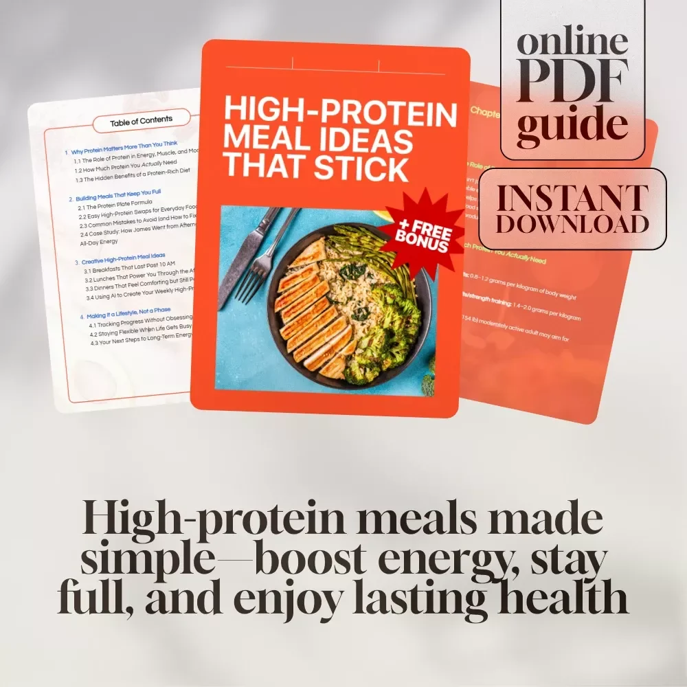 High-Protein Meal Ideas That Stick | Guide for Healthy Eating, Energy Boost, Weight Management, and Muscle Support | Digital Download eBook & Checklist with KEYWORDS
