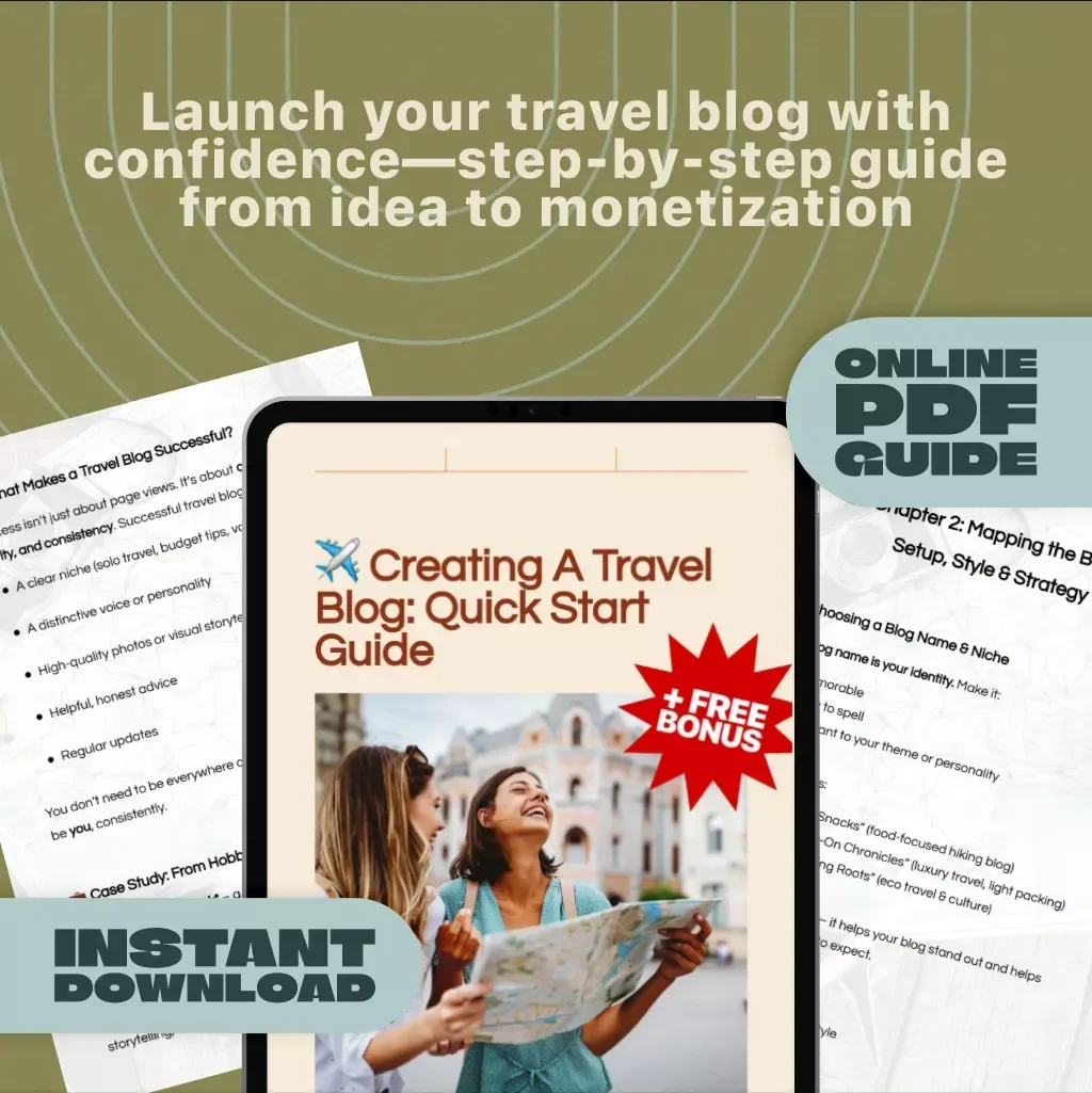 Creating a Travel Blog: Quick Start Guide | Digital Download eBook for Beginners, Blogging Checklist, How to Start a Travel Blog Resource