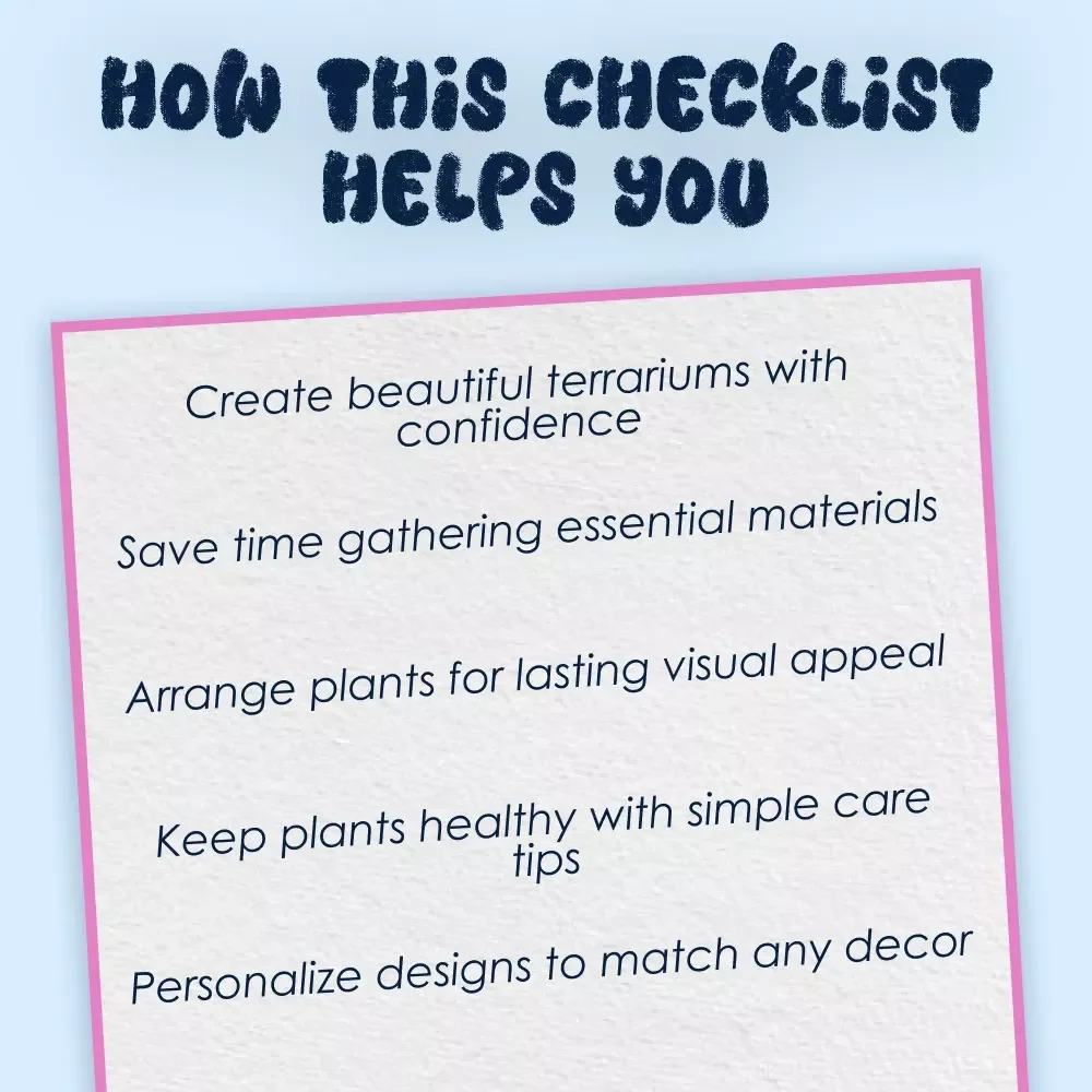 Terrarium Building Checklist | Digital Download Guide for DIY Indoor Garden, Succulent Care & Easy Plant Decor
