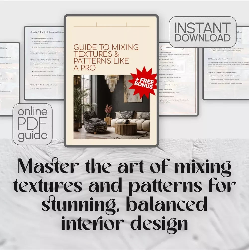 Guide to Mixing Textures & Patterns Like a Pro | Interior Design Styling Tips | Home Decor eBook | Digital Download Guide