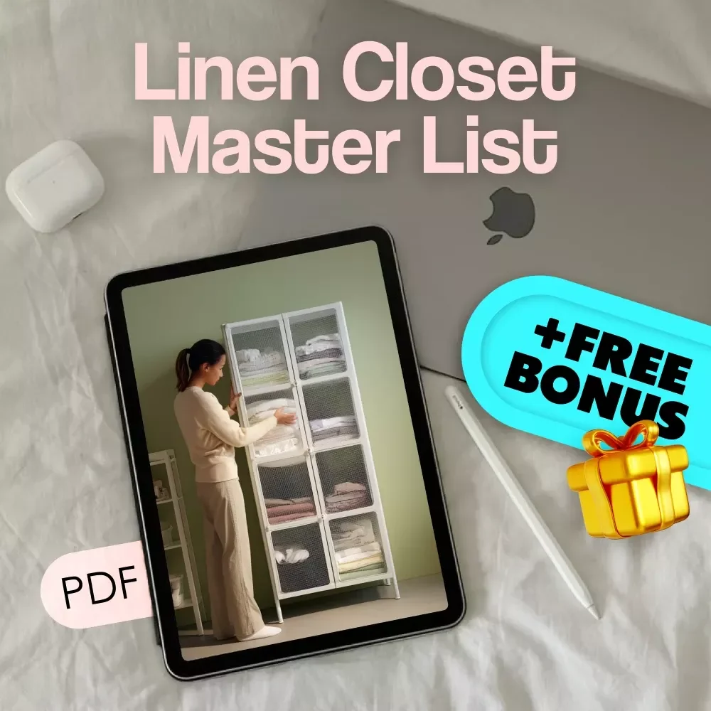 Linen Closet Master List Checklist | Printable Digital Download for Home Organization, Fluffy Towels, Cozy Bedding, Bath Essentials & Seasonal Linens