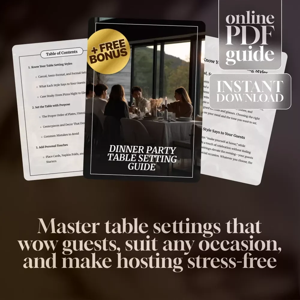 Dinner Party Table Setting Guide | Digital Download | eBook for Casual, Semi-Formal, and Formal Table Settings | Entertaining & Hosting Tips