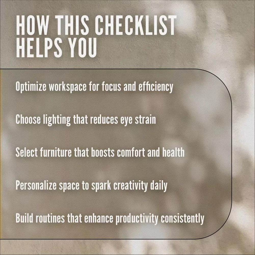 Home Office Inspiration Checklist – Digital Guide to Design, Productivity & Creative Work Setup