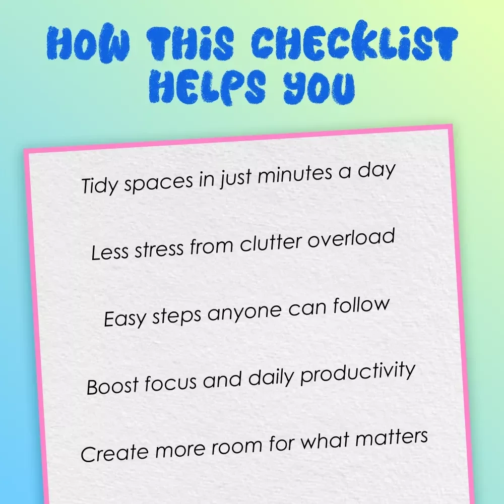Printable Declutter Challenge Checklist | Minimalist Home Organization Guide | Digital Download to Simplify Your Space