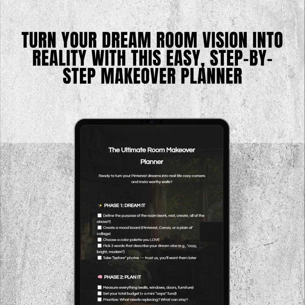 The Ultimate Room Makeover Planner | Digital Checklist for Home Decor, Interior Design, and DIY Room Transformation