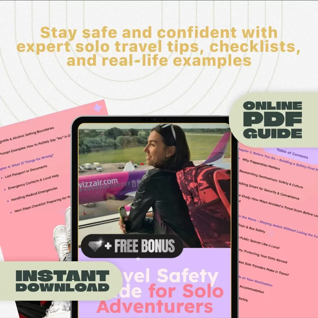 Travel Safety Guide for Solo Adventurers – Digital Download eBook & Printable Safety Checklist for Independent Travelers, Secure Travel Planning Tips