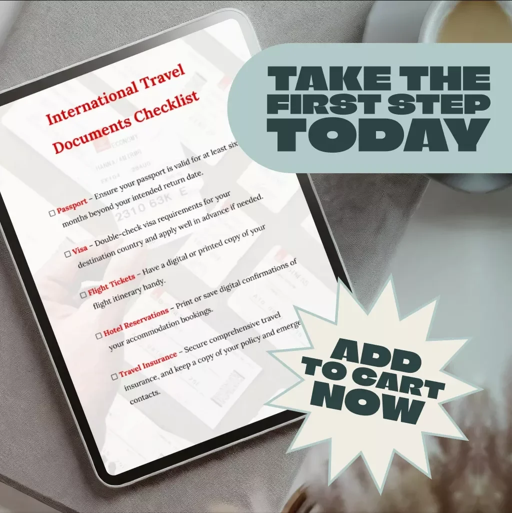 International Travel Documents Checklist – Printable & Digital PDF, Essential Travel Guide for Passports, Visas, Flights & More