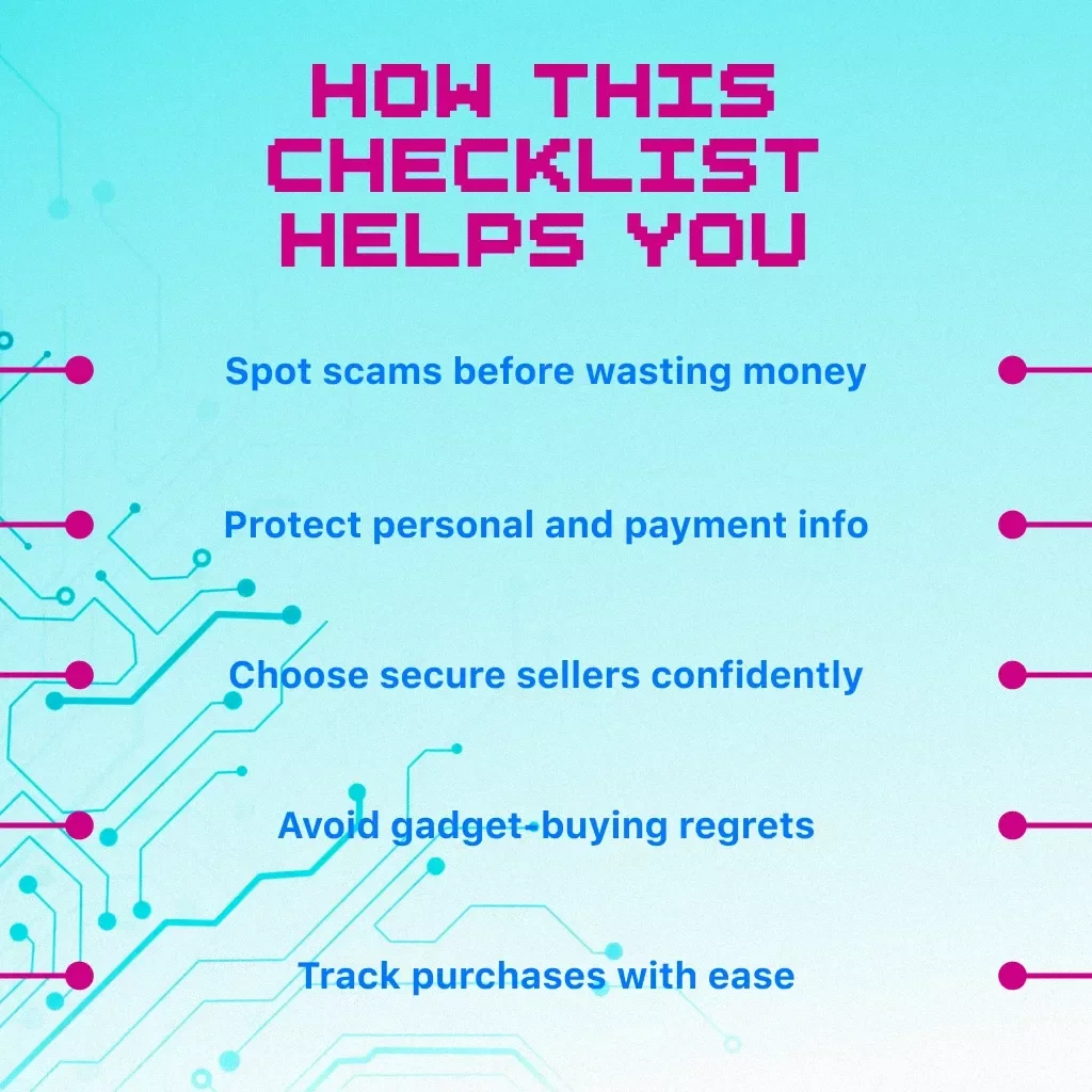 Safe Online Shopping for Gadgets Checklist | Digital Download | Secure Shopping Guide, eBook & Printable KEYWORDS