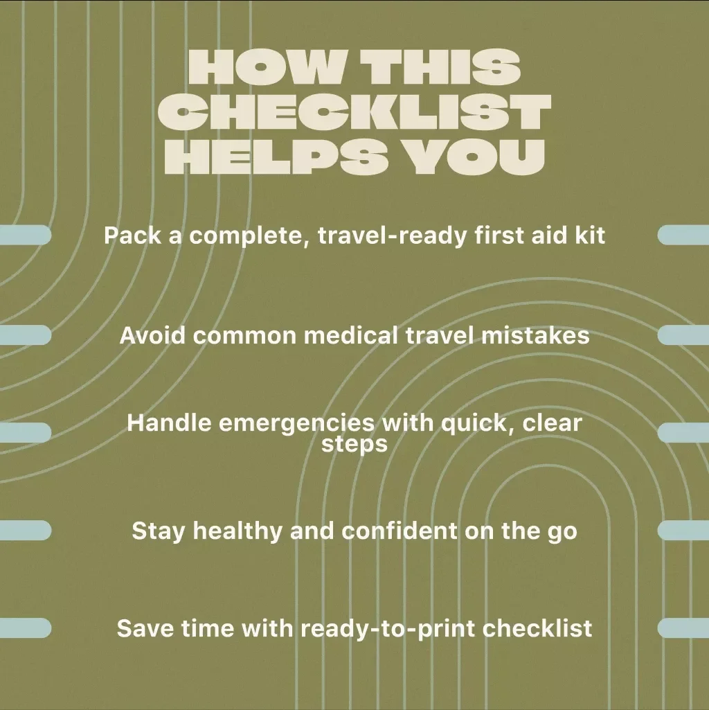 First Aid for Travelers Printable Cheat Sheet | Travel First Aid Kit Checklist | Emergency Medical Tips for Vacation & Abroad | Digital Download PDF