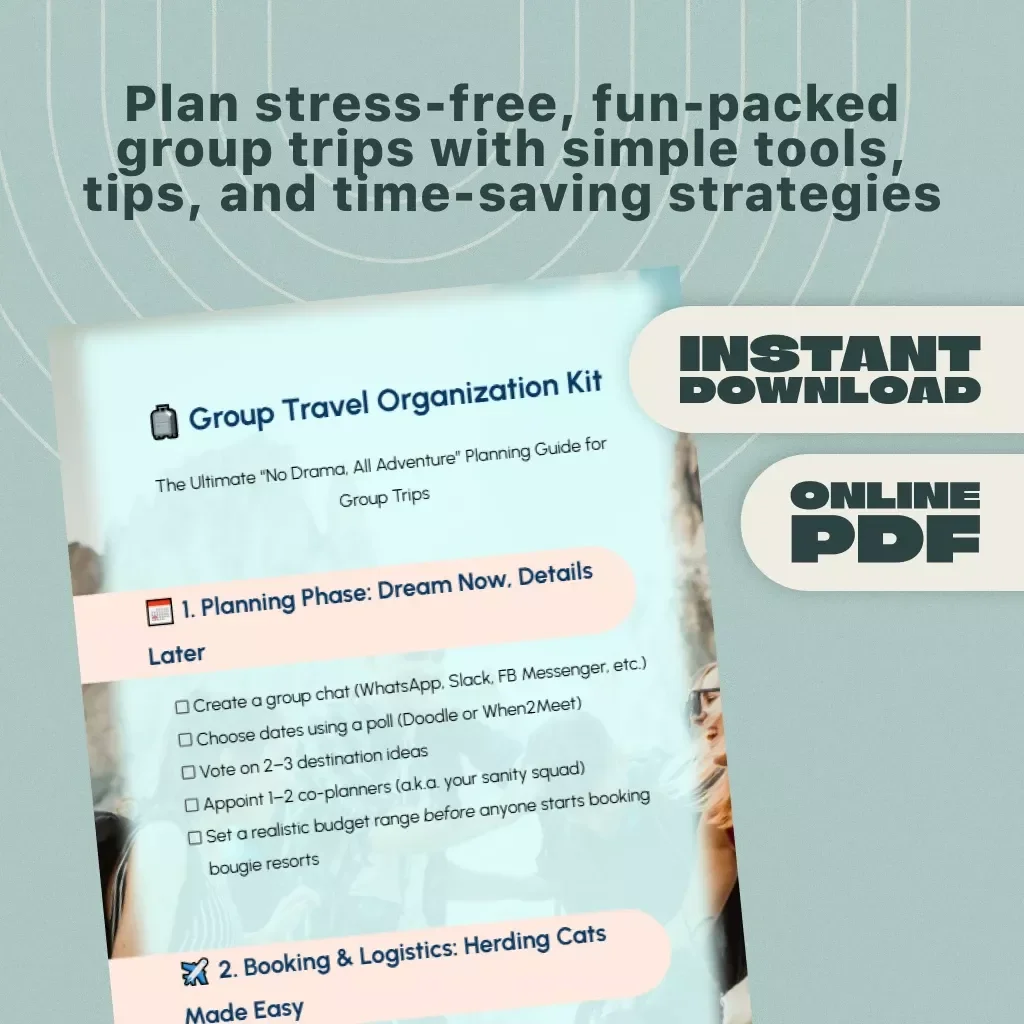 Group Travel Organization Kit | Printable Group Trip Checklist & Planning Guide | Digital Download for Stress-Free Vacation Planning