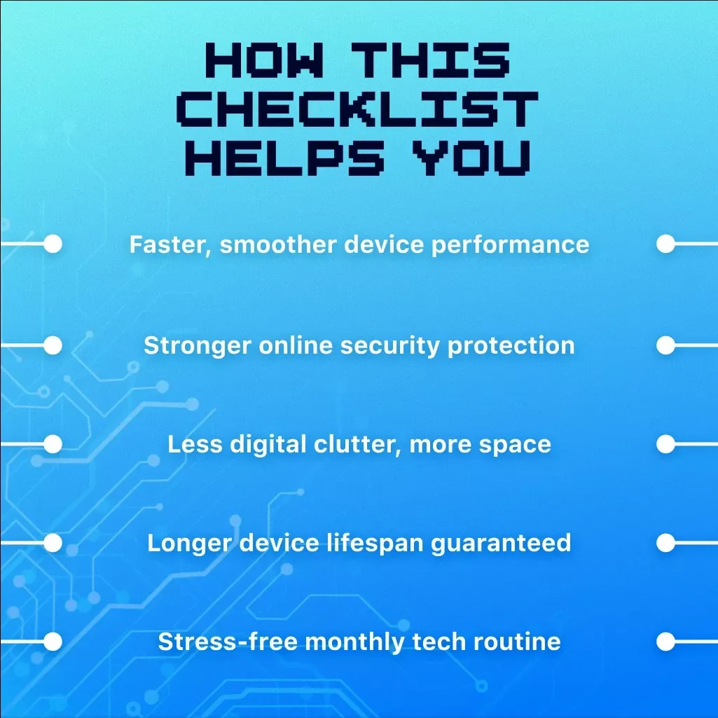 Monthly Tech Cleaning & Update Checklist | Digital Download | Device Maintenance, Security & Organization Guide