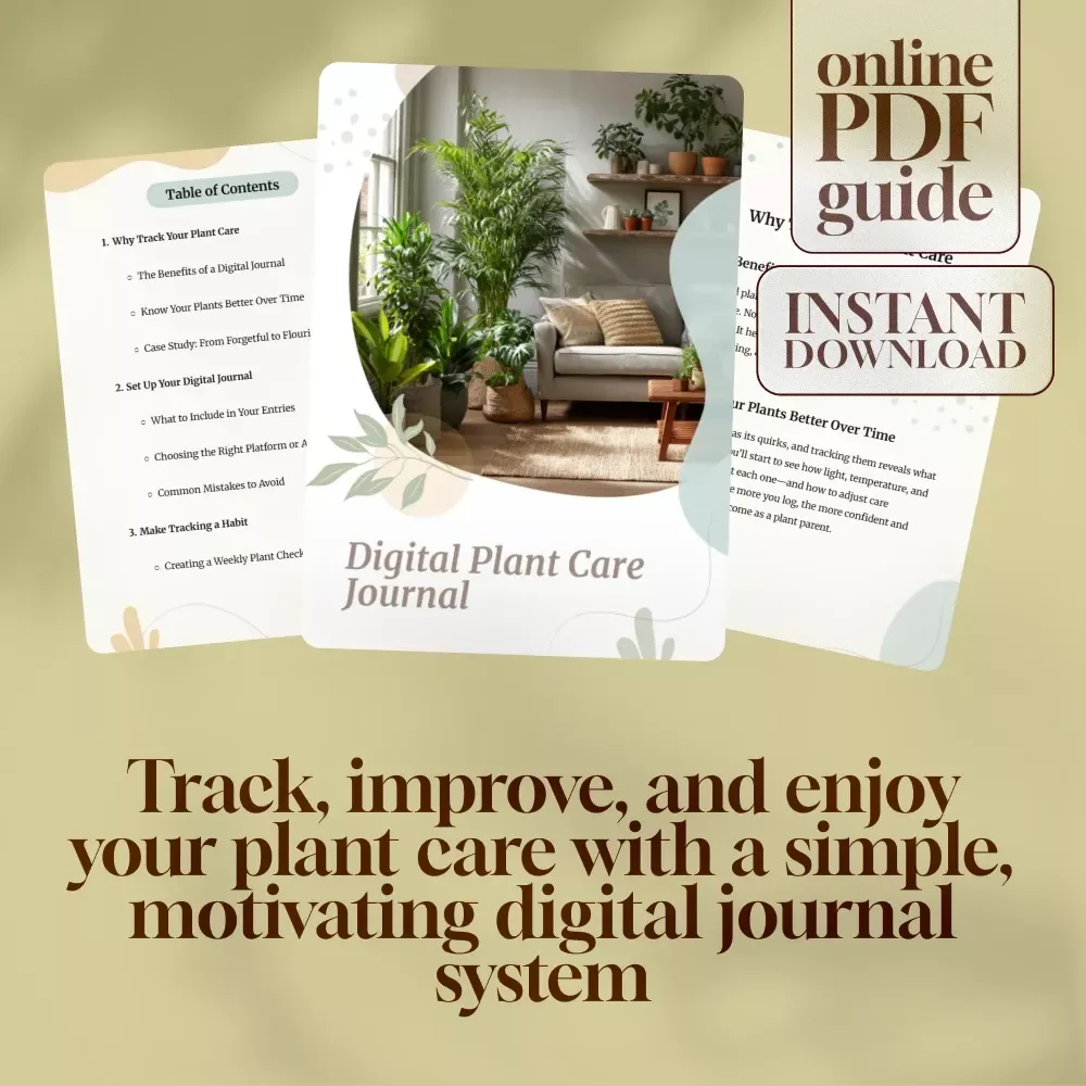 Digital Plant Care Journal | Printable & Digital Guide for Houseplant Tracking, eBook & Checklist for Watering, Growth & Green Goals