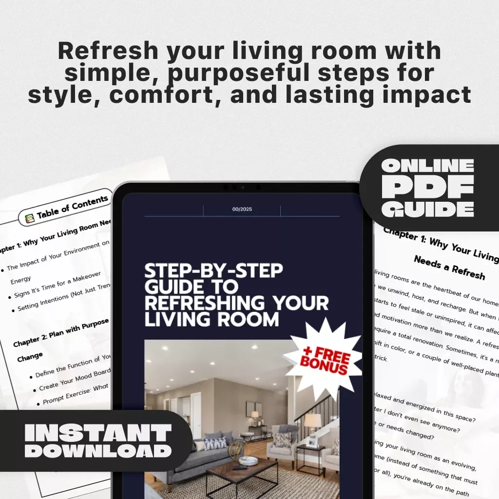 Step-by-Step Guide to Refreshing Your Living Room | Home Makeover Digital Download | Interior Styling & Decor Inspiration eBook