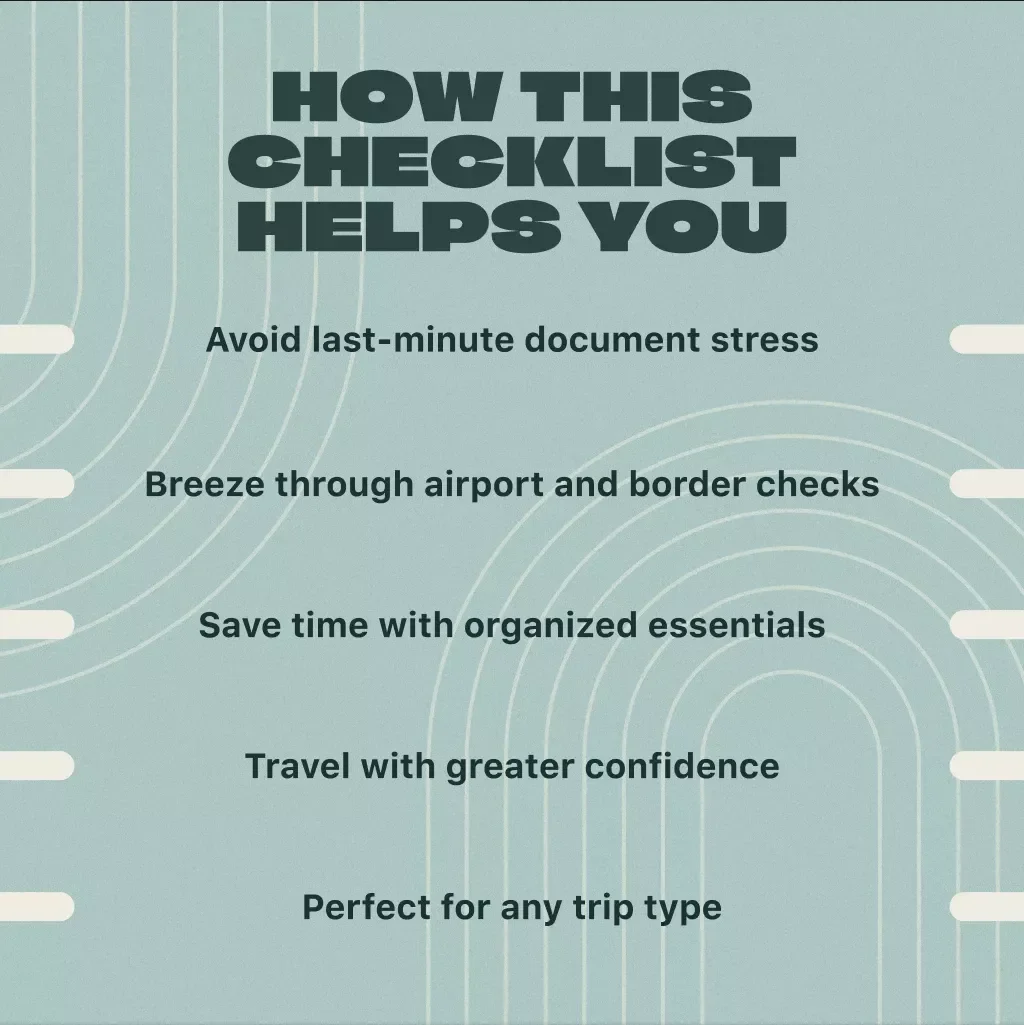 International Travel Documents Checklist – Printable & Digital PDF, Essential Travel Guide for Passports, Visas, Flights & More