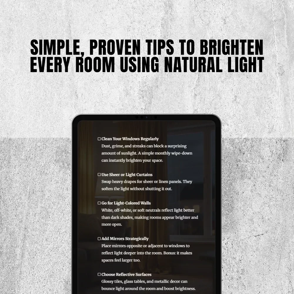 Maximizing Natural Light in Your Home Checklist – Instant Digital Download for Brightening Rooms, Interior Styling, and Home Decor Ideas