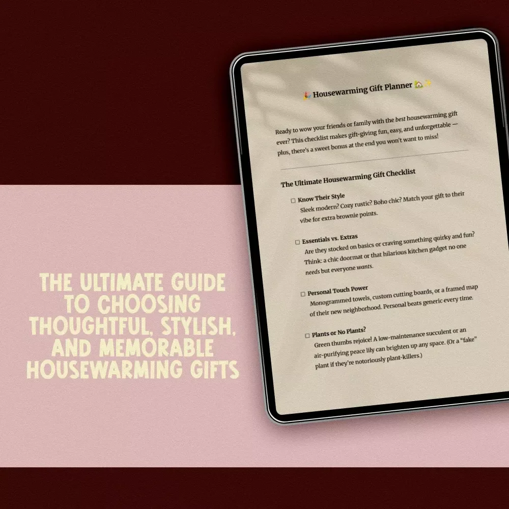 Housewarming Gift Planner Checklist | Ultimate Digital Download Guide for Housewarming Gifts, eBook & Printable PDF