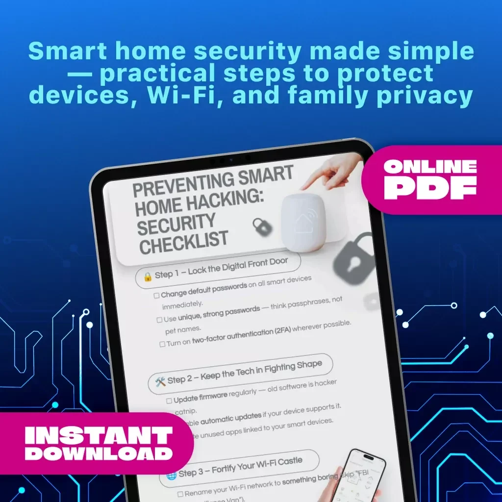 Preventing Smart Home Hacking: Security Checklist | Digital Download Cybersecurity Guide for Smart Devices, Wi-Fi & Home Network Protection
