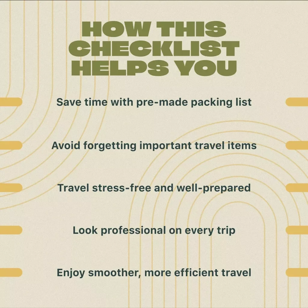 Business Trip Essentials Checklist | Printable & Digital Travel Packing List for Professionals | Business Travel Planner & Organizer PDF