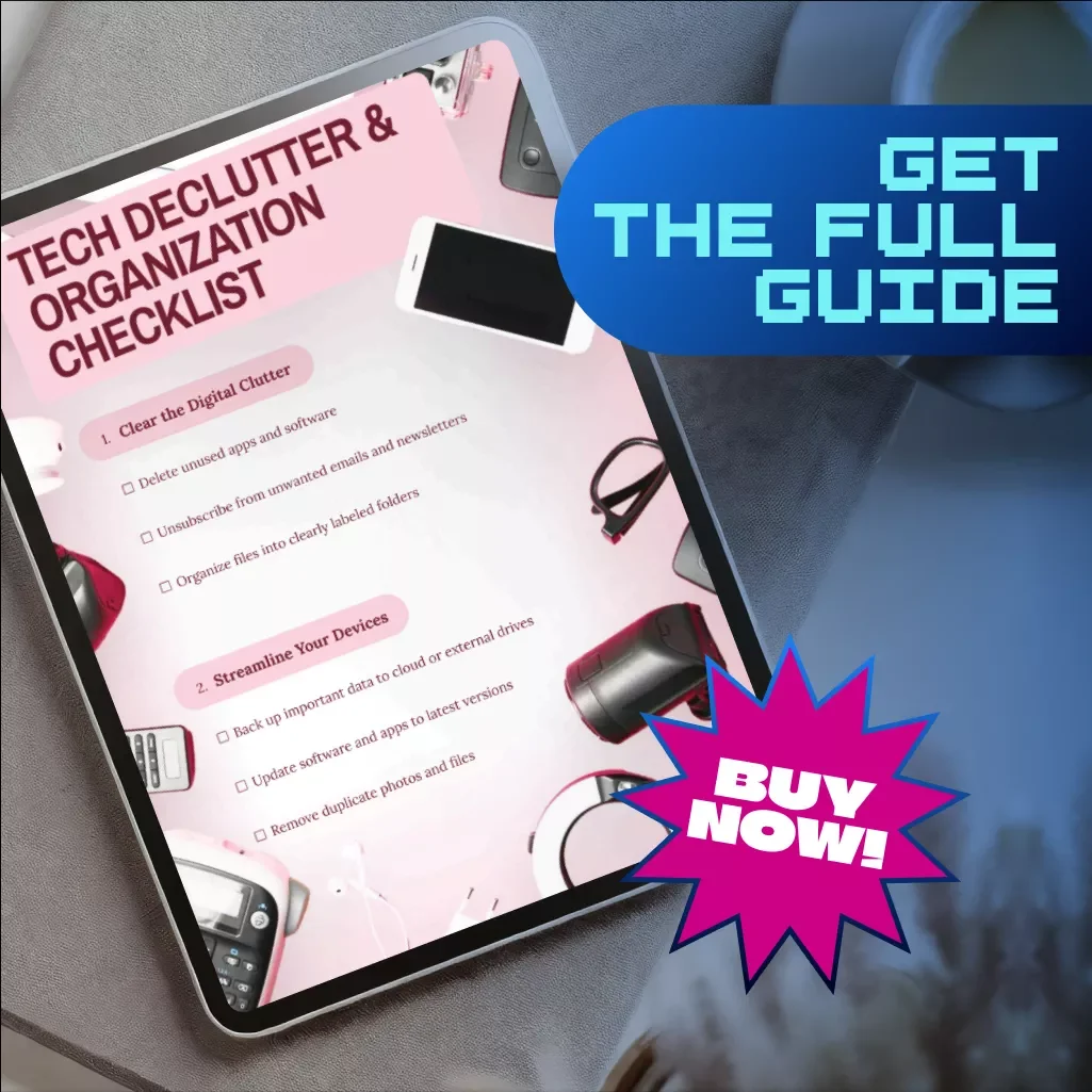 Tech Declutter & Organization Checklist | Digital Download | Productivity eBook for Organizing Devices, Files & Passwords
