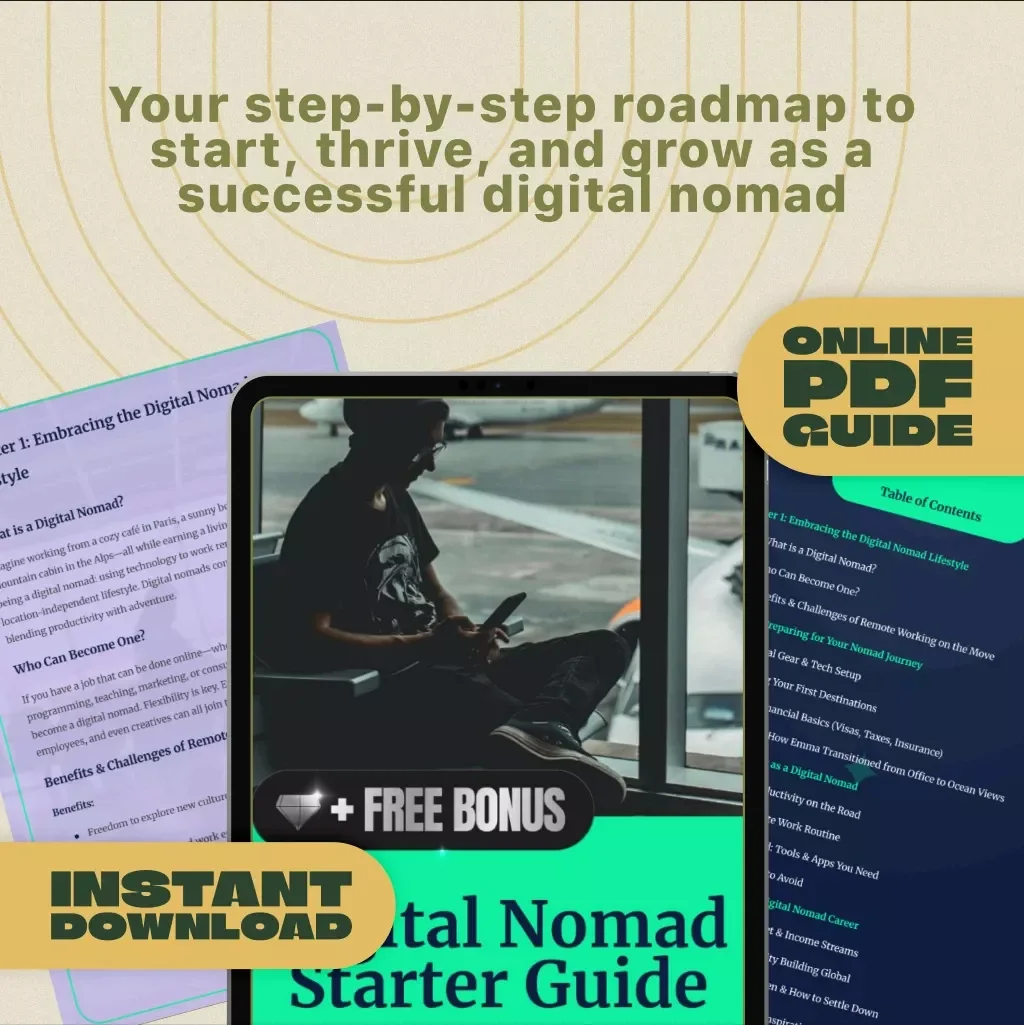 Digital Nomad Starter Guide | Remote Work & Travel eBook | Work From Anywhere Beginner’s Guide with Checklist & Resources for New Nomads