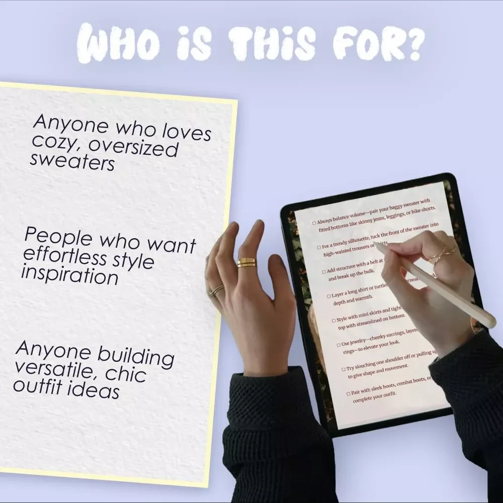 The Baggy Sweater Styling Checklist | How to Style Baggy Sweaters | Outfit Ideas & Fashion Tips Digital Download