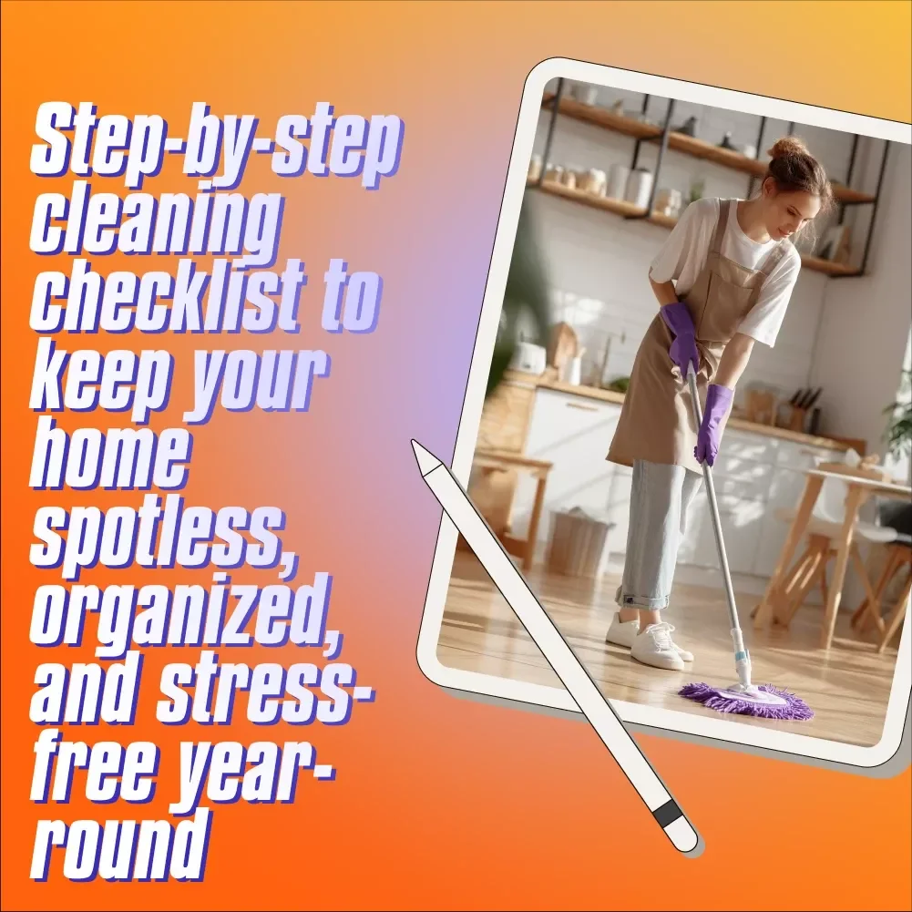 Home Cleaning Routine Chart | Printable Cleaning Checklist for Daily, Weekly, Monthly & Quarterly Chores | Digital Download Home Organization Guide