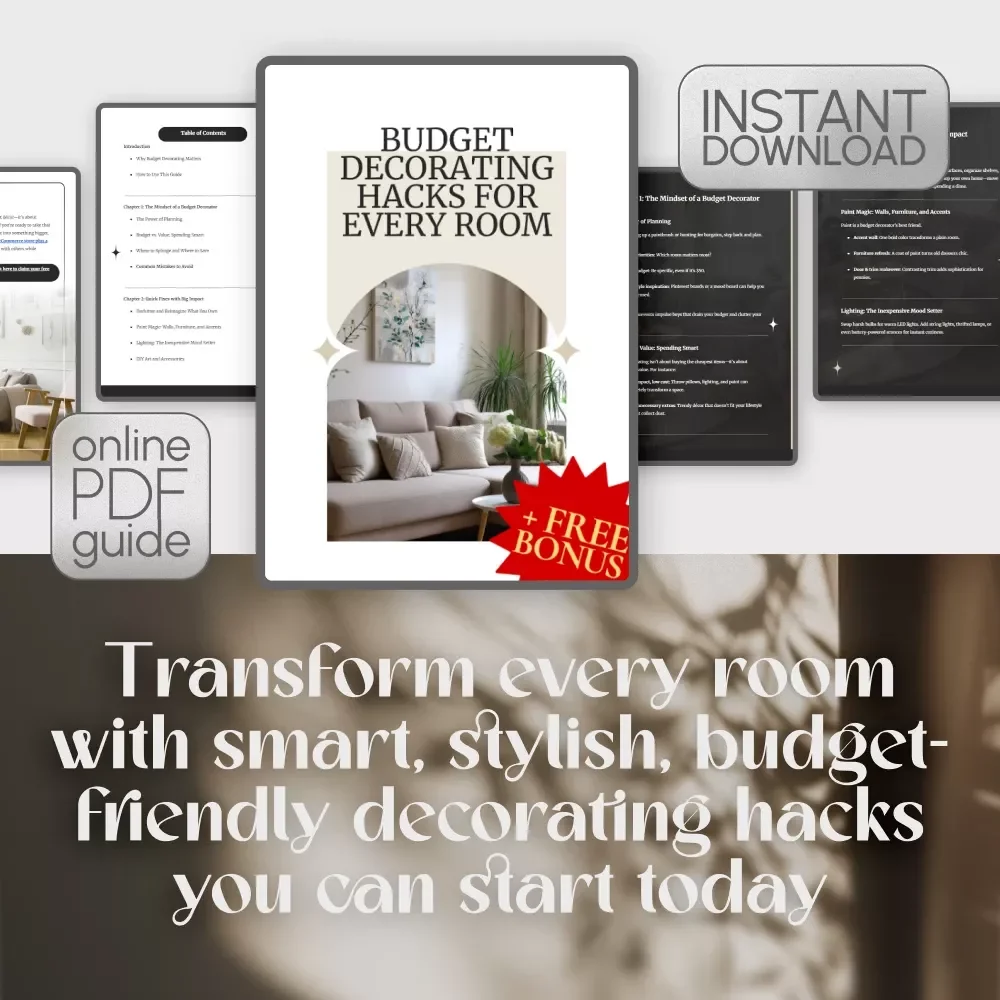 Budget Decorating Hacks for Every Room | Printable & Digital Home Décor Guide | Affordable Interior Design Tips, DIY Ideas, Checklist & Planner