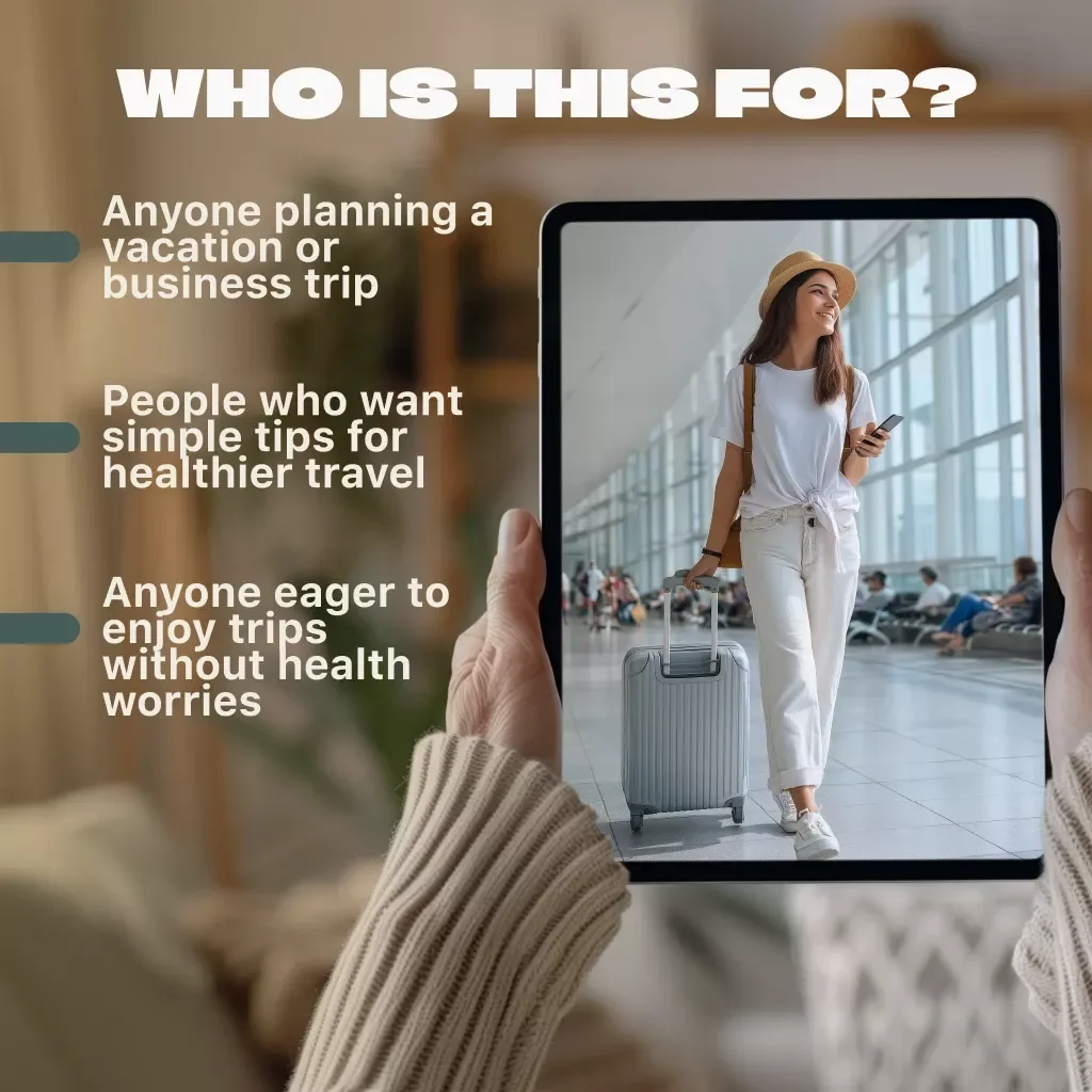 Guide to Staying Healthy While Traveling | Digital Wellness Guide, eBook & Checklist for Healthy Travel, Fitness, Nutrition & Stress-Free Trips