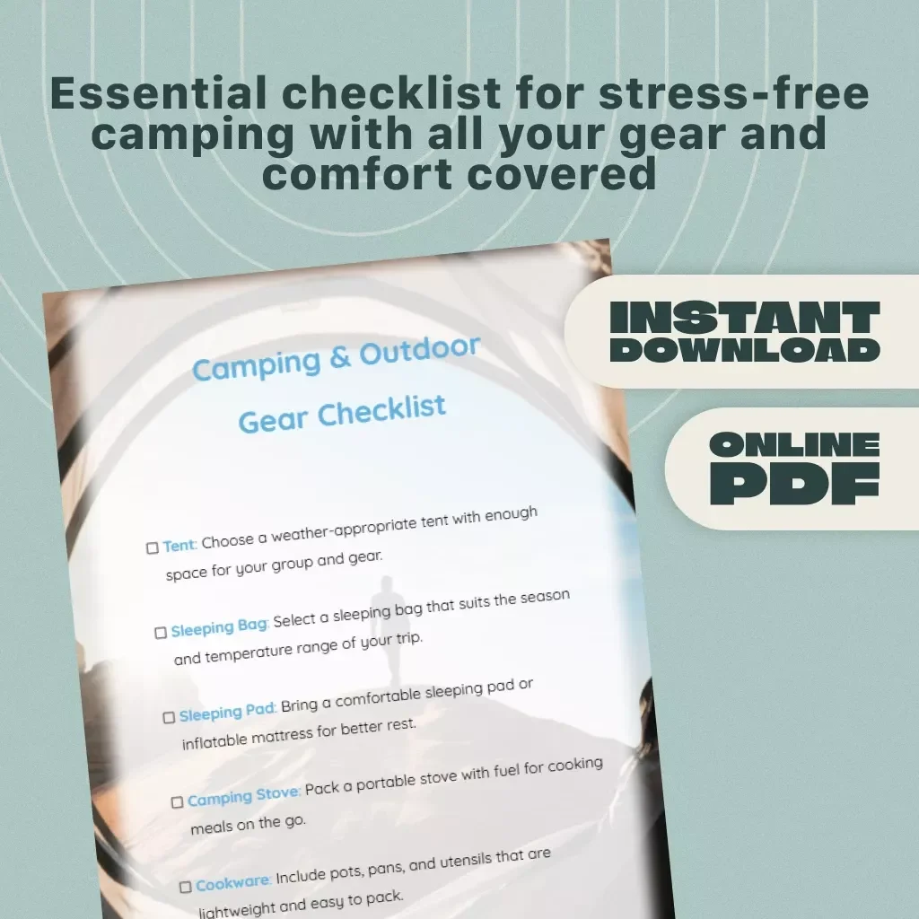 Camping & Outdoor Gear Checklist | Printable Digital Download for Hiking, Backpacking, and Travel Packing Essentials
