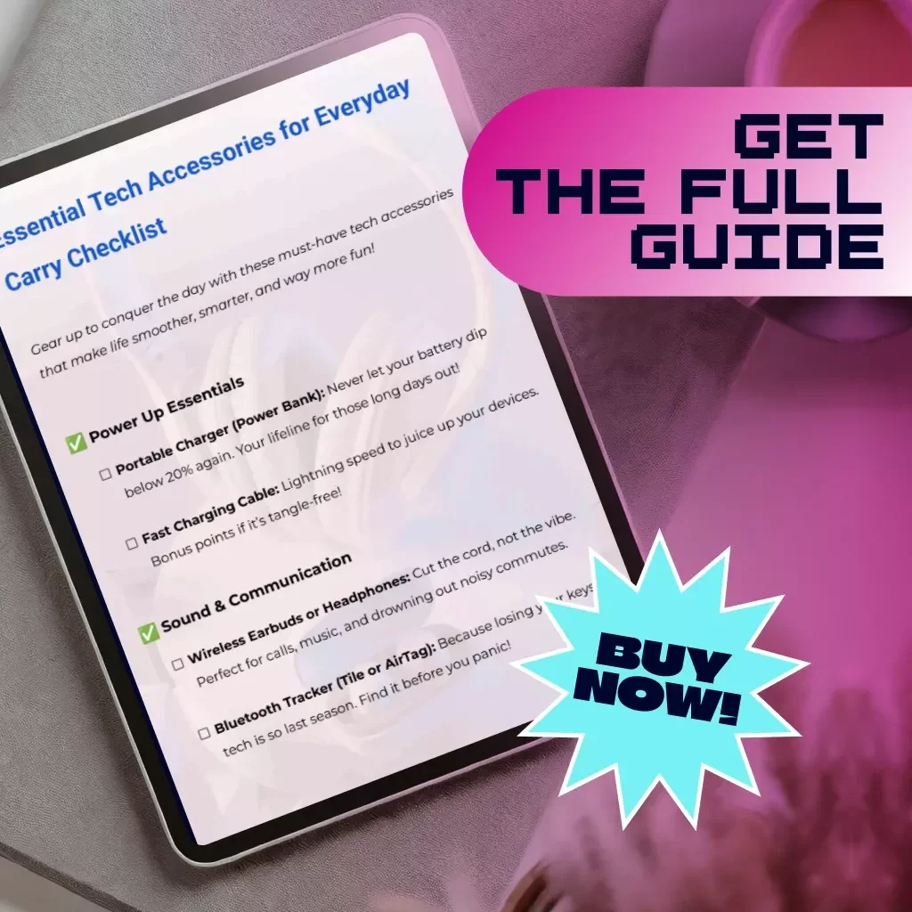 Essential Tech Accessories for Everyday Carry Checklist | Digital Download | eBook Guide for Everyday Carry, Portable Charger, Wireless Earbuds, Tech Organizer, Productivity Tools