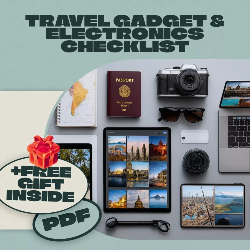 Travel Gadget & Electronics Checklist | Essential Digital Packing List for Travelers, Flyers, and Adventure Seekers | Printable & Downloadable Travel Guide