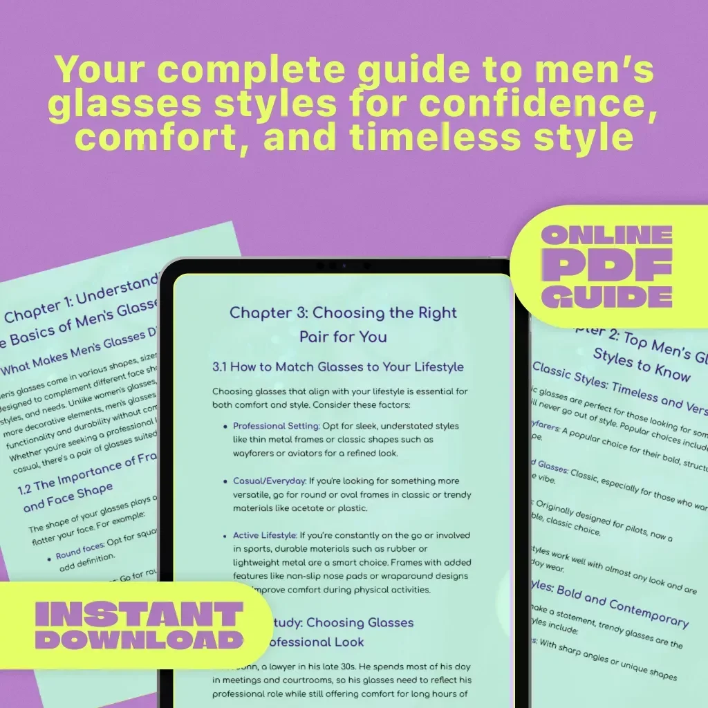 Mastering Men's Glasses Styles | Digital Guide for Classic, Trendy & Sporty Looks | Men's Glasses Styles eBook for Fashion, Comfort & Confidence