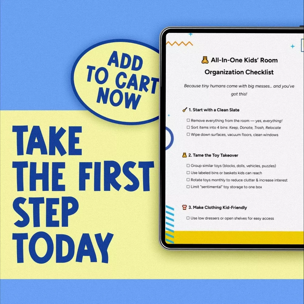 All-In-One Kids’ Room Organization Checklist | Printable Decluttering Guide for Toys, Clothes, Books & Storage Ideas | Digital Download