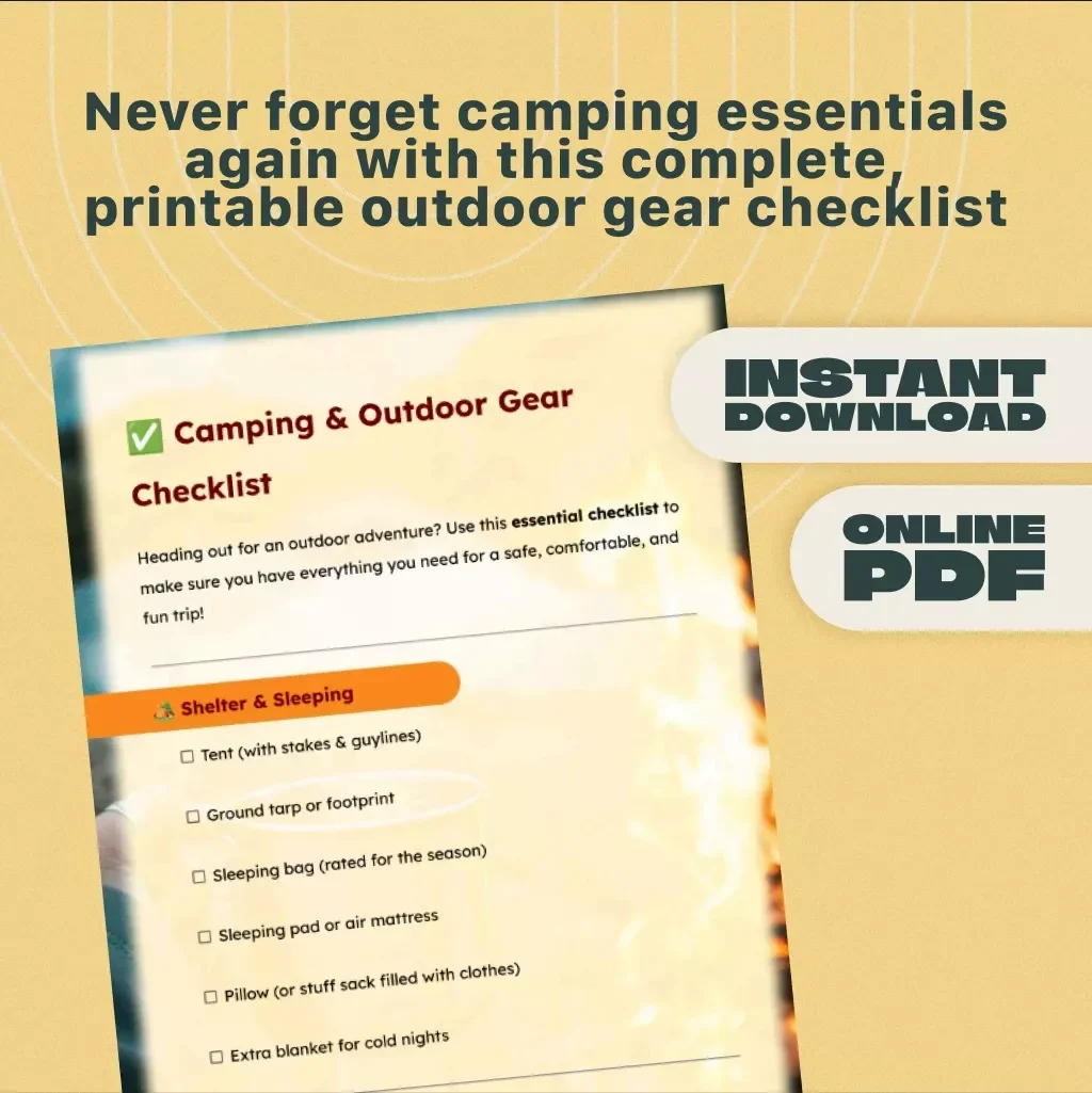 Camping & Outdoor Gear Checklist | Printable Packing List for Hiking, Backpacking, and Outdoor Adventures | Digital Download