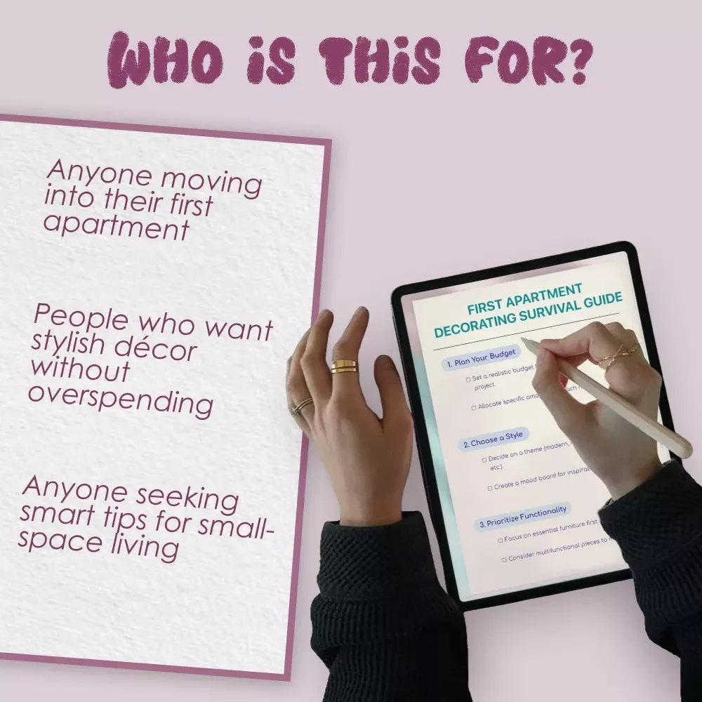 First Apartment Decorating Survival Guide Checklist | Budget-Friendly Home Decor Ideas, Style Inspiration & Small Space Solutions Digital Download