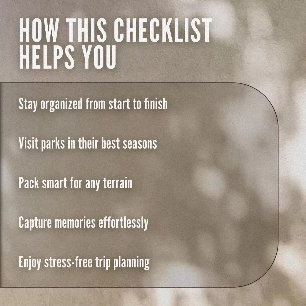 National Parks Bucket List Checklist | Printable Digital Download for USA Park Adventures, Hiking, Camping, and Travel Planning
