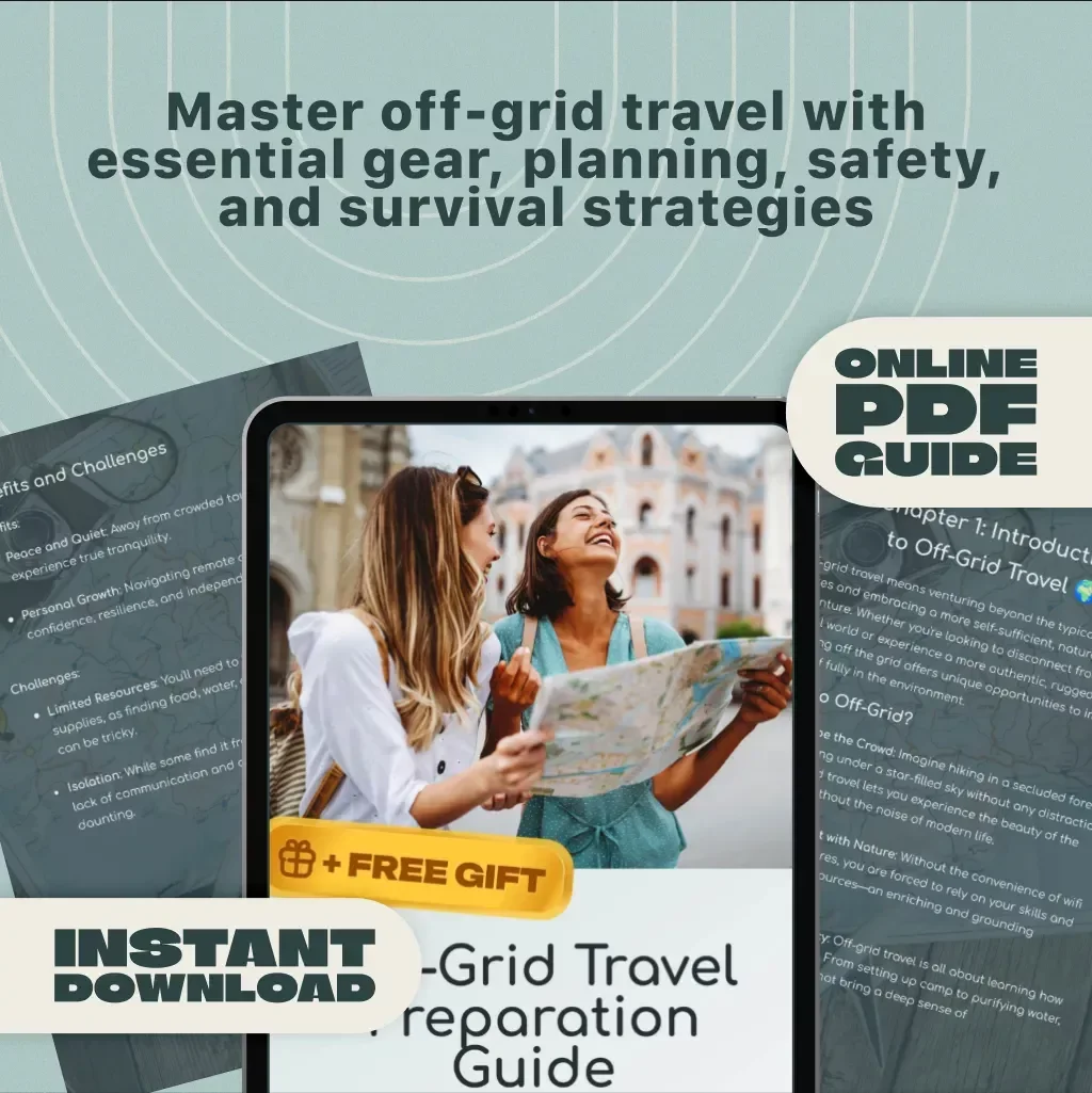 Off-Grid Travel Preparation Guide | Digital Survival & Adventure Planning eBook | Essential Gear, Safety, and Itinerary Tips for Off-Grid Journeys